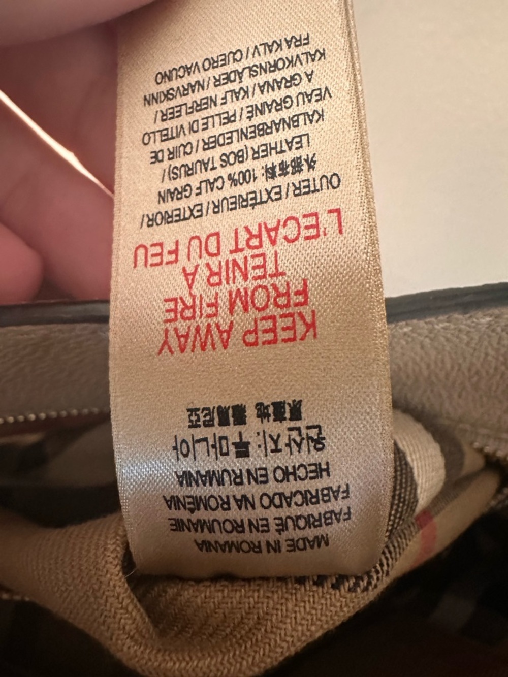 Burberry Cream Leather Buckle Satchel Nova Check Strap - Picture 7 of 7